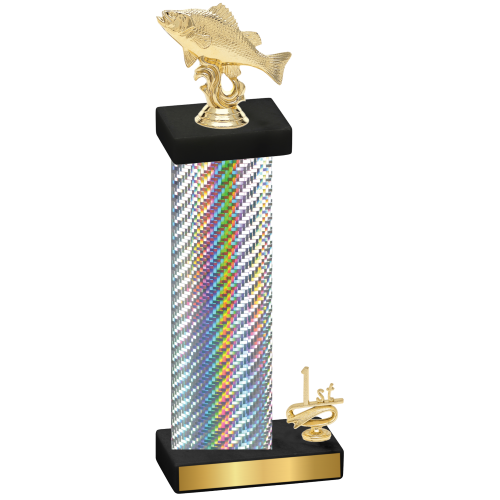 Accented Single Silver Carbon Fiber First Place Fishing Trophy