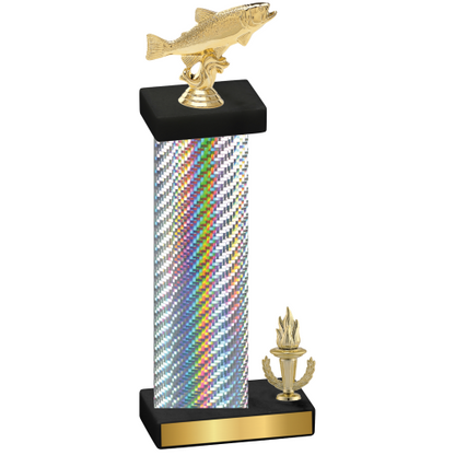 Accented Single Silver Carbon Fiber Victory Fishing Trophy