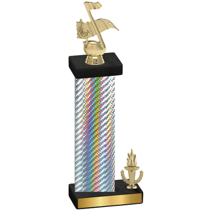 Accented Single Silver Carbon Fiber Victory Music Trophy