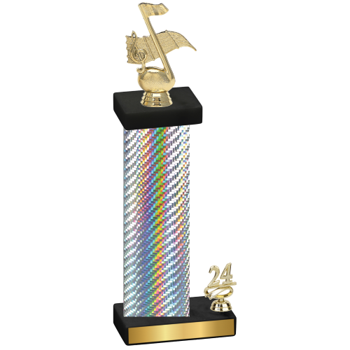 Accented Single Silver Carbon Fiber Year Music Trophy