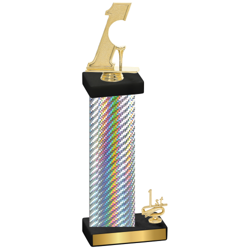 Accented Single Silver Carbon Fiber First Place Golf Trophy