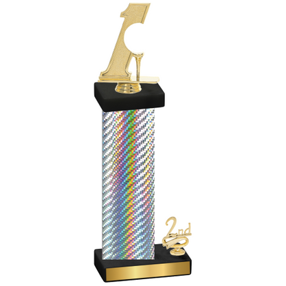 Accented Single Silver Carbon Fiber Second Place Golf Trophy