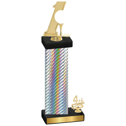 Accented Single Silver Carbon Fiber Fourth Place Golf Trophy