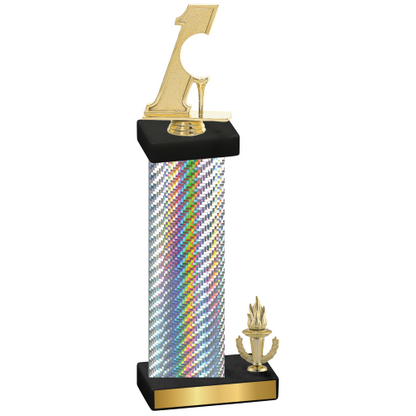 Accented Single Silver Carbon Fiber Victory Golf Trophy