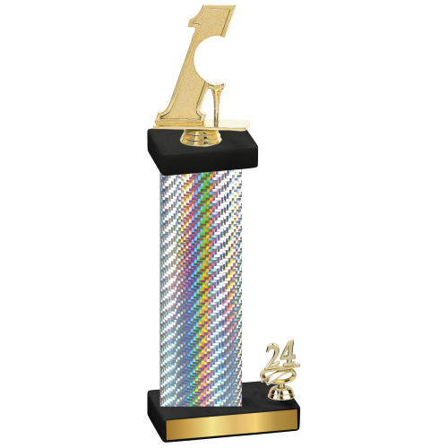 Accented Single Silver Carbon Fiber Year Golf Trophy