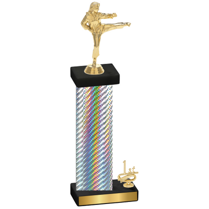 Accented Single Silver Carbon Fiber First Place Karate Trophy