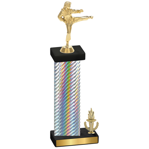 Accented Single Silver Carbon Fiber Victory Karate Trophy