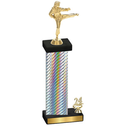 Accented Single Silver Carbon Fiber Year Karate Trophy