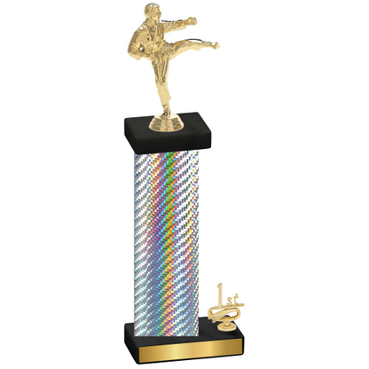 Accented Single Silver Carbon Fiber First Place Karate Trophy