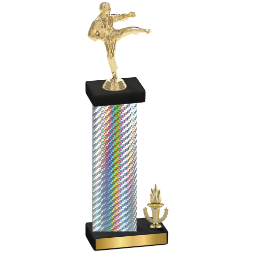 Accented Single Silver Carbon Fiber Victory Karate Trophy