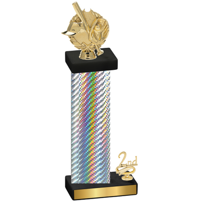 Accented Single Silver Carbon Fiber Second Place Baseball Trophy