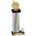 Accented Single Silver Carbon Fiber Fourth Place Baseball Trophy