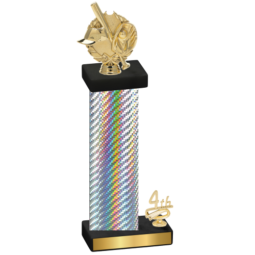 Accented Single Silver Carbon Fiber Fourth Place Baseball Trophy