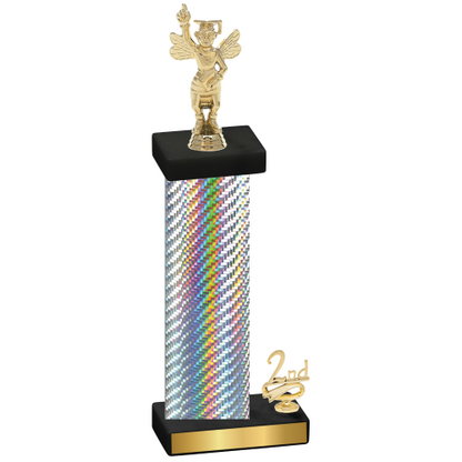 Accented Single Silver Carbon Fiber Second Place Academics Trophy