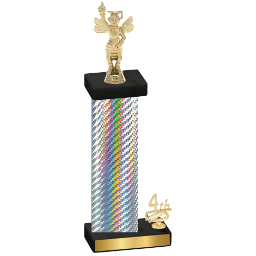 Accented Single Silver Carbon Fiber Fourth Place Academics Trophy