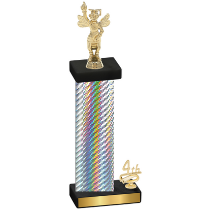 Accented Single Silver Carbon Fiber Fourth Place Academics Trophy