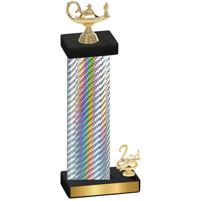 Accented Single Silver Carbon Fiber Second Place Academics Trophy