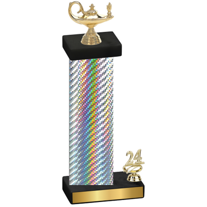 Accented Single Silver Carbon Fiber Year Academics Trophy