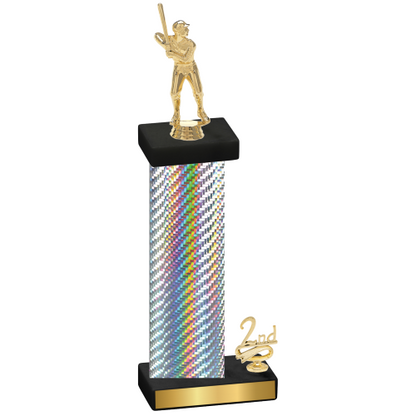 Accented Single Silver Carbon Fiber Second Place Baseball Trophy