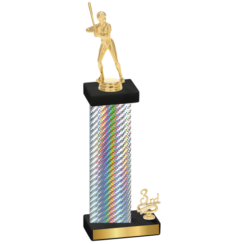 Accented Single Silver Carbon Fiber Third Place Softball Trophy