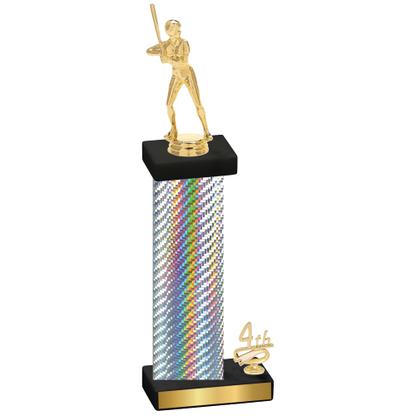 Accented Single Silver Carbon Fiber Fourth Place Softball Trophy
