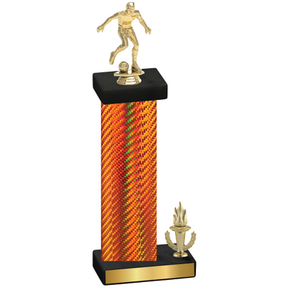 Accented Single Orange Carbon Fiber Victory Soccer Trophy