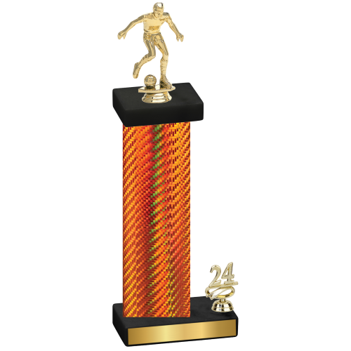 Accented Single Orange Carbon Fiber Year Soccer Trophy