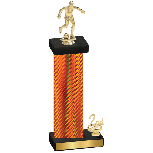 Accented Single Orange Carbon Fiber Second Place Soccer Trophy