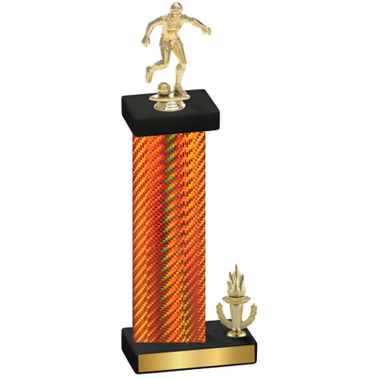 Accented Single Orange Carbon Fiber Victory Soccer Trophy