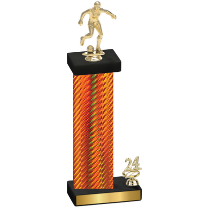 Accented Single Orange Carbon Fiber Year Soccer Trophy