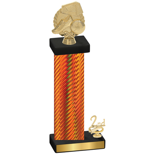 Accented Single Orange Carbon Fiber Second Place Soccer Trophy