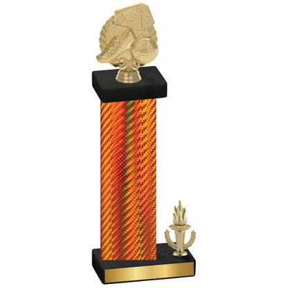 Accented Single Orange Carbon Fiber Victory Soccer Trophy