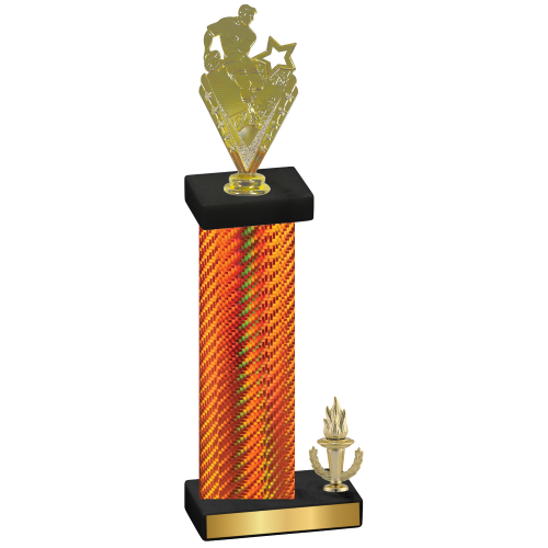 Accented Single Orange Carbon Fiber Victory Rugby Trophy