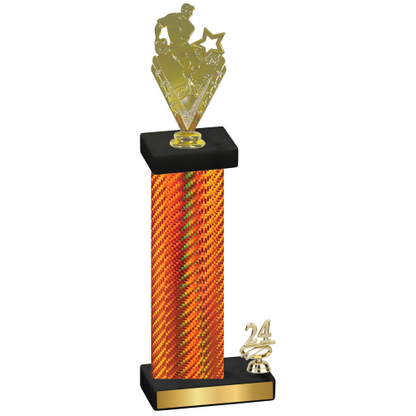 Accented Single Orange Carbon Fiber Year Rugby Trophy