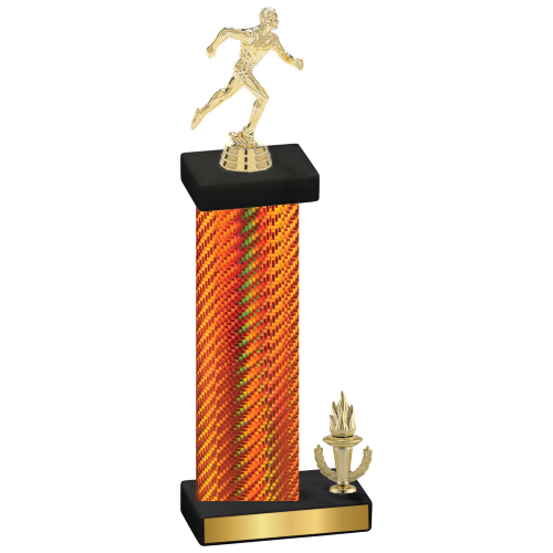 Accented Single Orange Carbon Fiber Victory Running Trophy