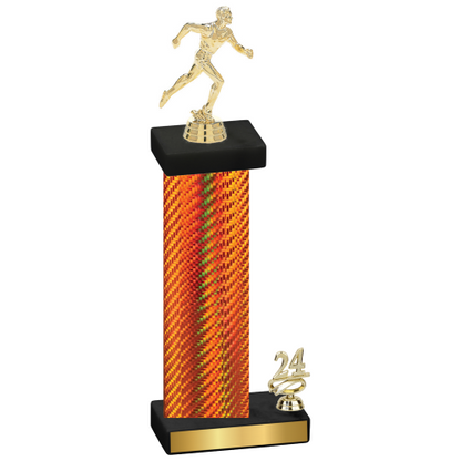 Accented Single Orange Carbon Fiber Year Running Trophy