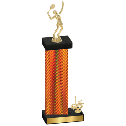 Accented Single Orange Carbon Fiber First Place Tennis Trophy