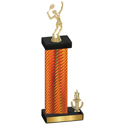 Accented Single Orange Carbon Fiber Victory Tennis Trophy