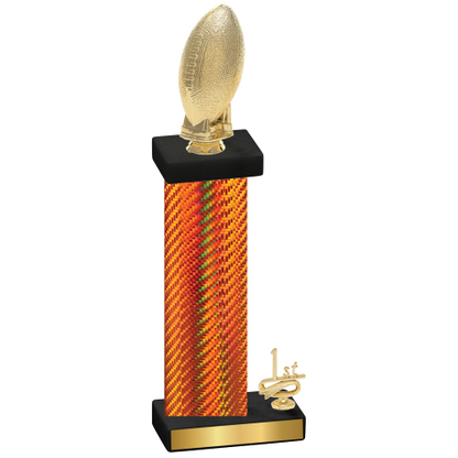 Accented Single Orange Carbon Fiber First Place Football Trophy