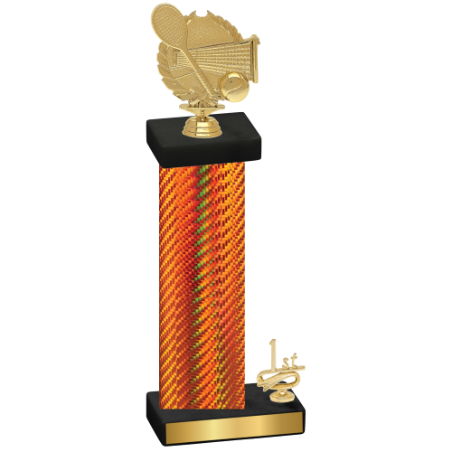 Accented Single Orange Carbon Fiber First Place Tennis Trophy