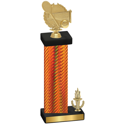 Accented Single Orange Carbon Fiber Victory Tennis Trophy