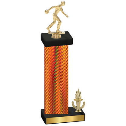 Accented Single Orange Carbon Fiber Victory Bowling Trophy