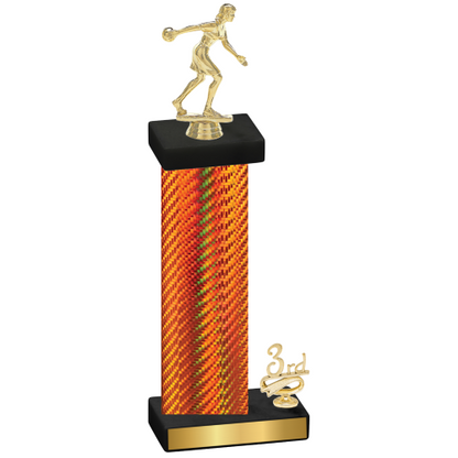 Accented Single Orange Carbon Fiber Third Place Bowling Trophy