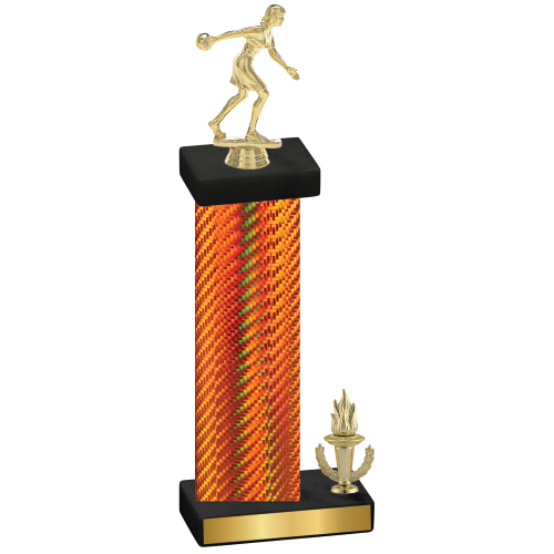 Accented Single Orange Carbon Fiber Victory Bowling Trophy