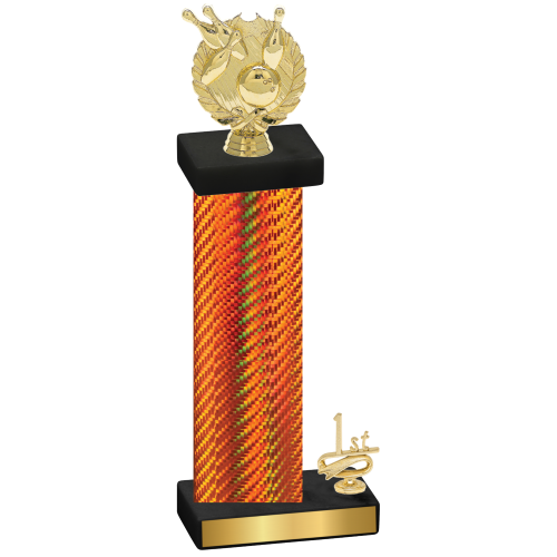 Accented Single Orange Carbon Fiber First Place Bowling Trophy