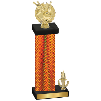 Accented Single Orange Carbon Fiber Victory Bowling Trophy