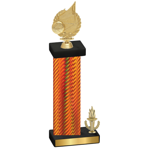 Accented Single Orange Carbon Fiber Victory Volleyball Trophy