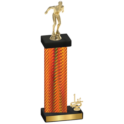 Accented Single Orange Carbon Fiber First Place Swimming Trophy