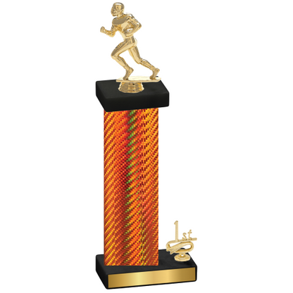 Accented Single Orange Carbon Fiber First Place Football Trophy