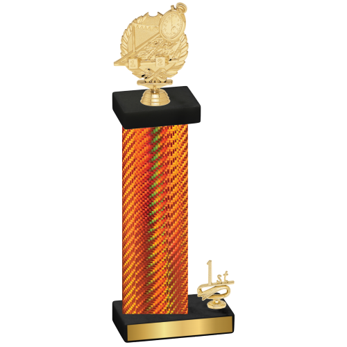Accented Single Orange Carbon Fiber First Place Swimming Trophy